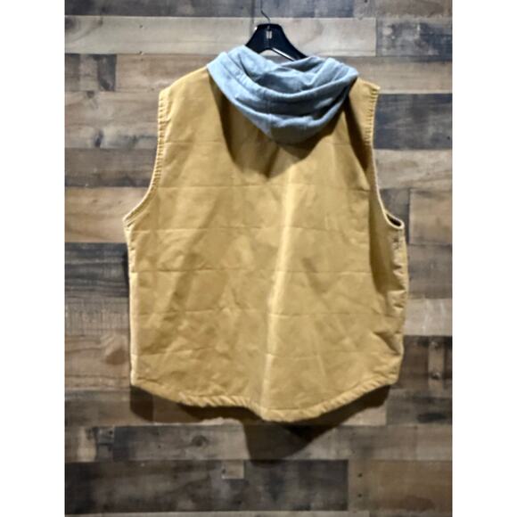 Wrangler Hooded Workwear Vest-Men’s 3XL – Quilted Full-Zip Canvas –Tan - Picture 7 of 8